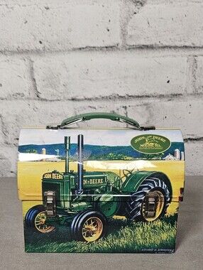 John Deere Metal Tin Lunch Box Farm Tractor Collectible Carry Case